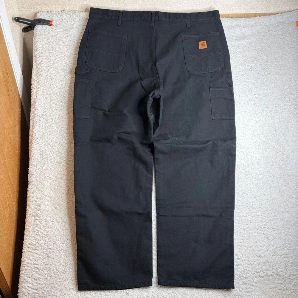 Carhartt B111 BLK Flannel Lined Loose Fit Carpenter Pants Black 46x32 (44x32)